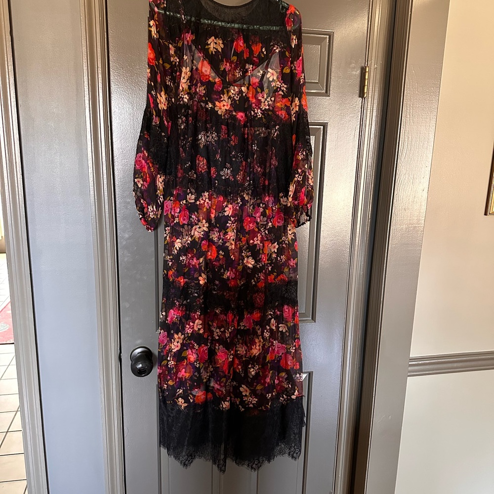 Johnny Was Floral Maxi Dress - Black and Red